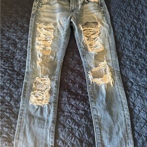 7 For All Mankind Light Blue Distressed Skinny Jeans